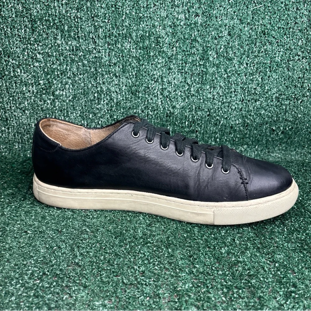 POLO RALPH LAUREN Men's Jermain Black Leather Sneakers Size 12‎